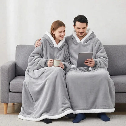 Couverture Sweat Cozya | Plaid polaire à capuche et manches, format géant 180 cm