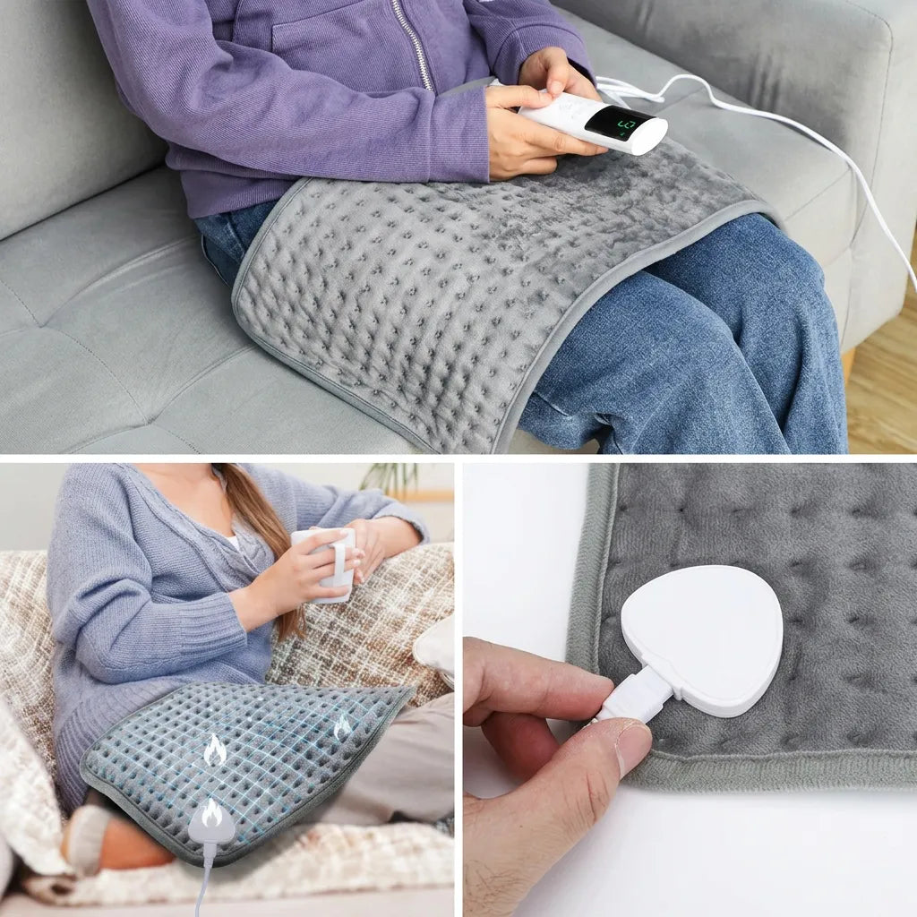 Coussin Chauffant Cocoona | Coussin électrique doux 9 niveaux avec minuterie, 30 × 59 cm