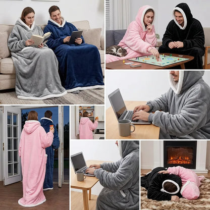 Couverture Sweat Cozya | Plaid polaire à capuche et manches, format géant 180 cm