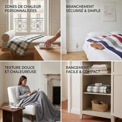 Couverture Chauffante Cocoona | Plaid chauffant de lit épais en peluche à thermostat automatique, 220 V