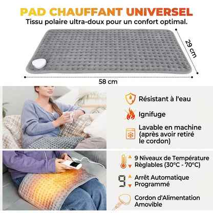 Coussin Chauffant Cocoona | Coussin électrique doux 9 niveaux avec minuterie, 30 × 59 cm