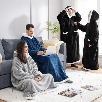 Couverture Sweat Cozya | Plaid polaire à capuche et manches, format géant 180 cm
