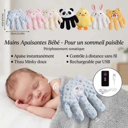 Doudou pour Bébé Paume Douce | Coussin de tapotement apaisant à vitesse et intensité réglables