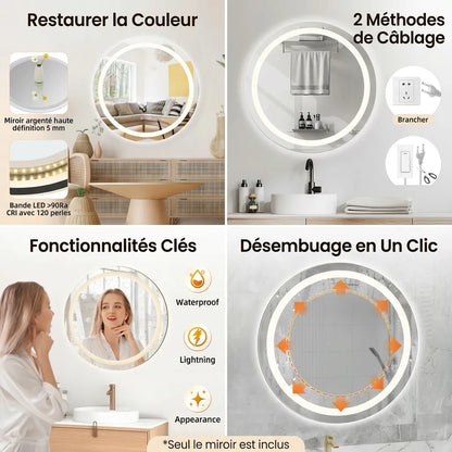 Miroir Salle de Bain LED Luméa anti-buée 50 cm