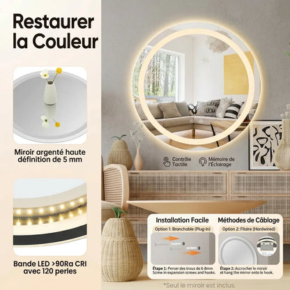 Miroir Salle de Bain LED Luméa anti-buée 50 cm