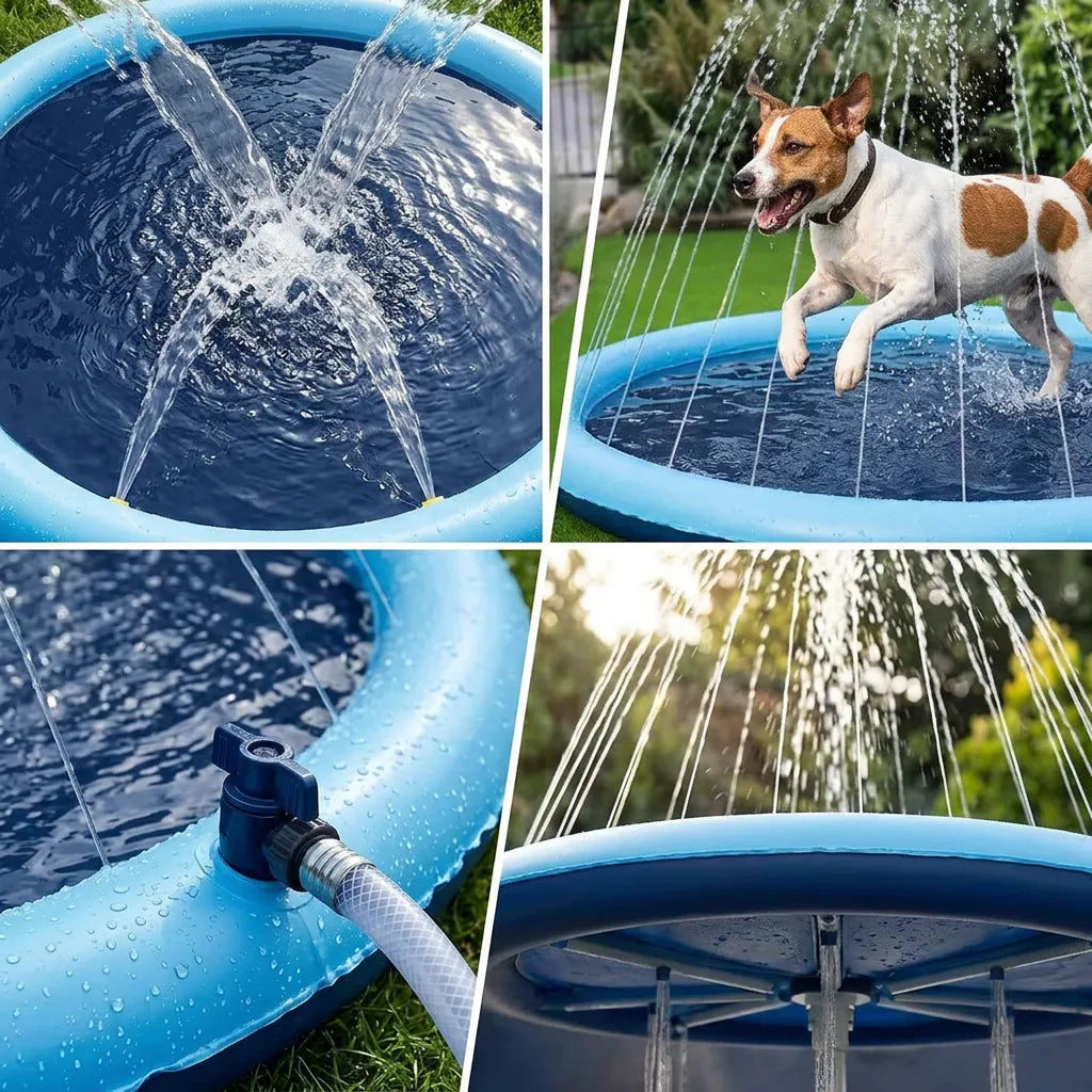 Piscine pour Chien SplashPaws | Tapis aquatique avec jets d’eau rafraîchissants