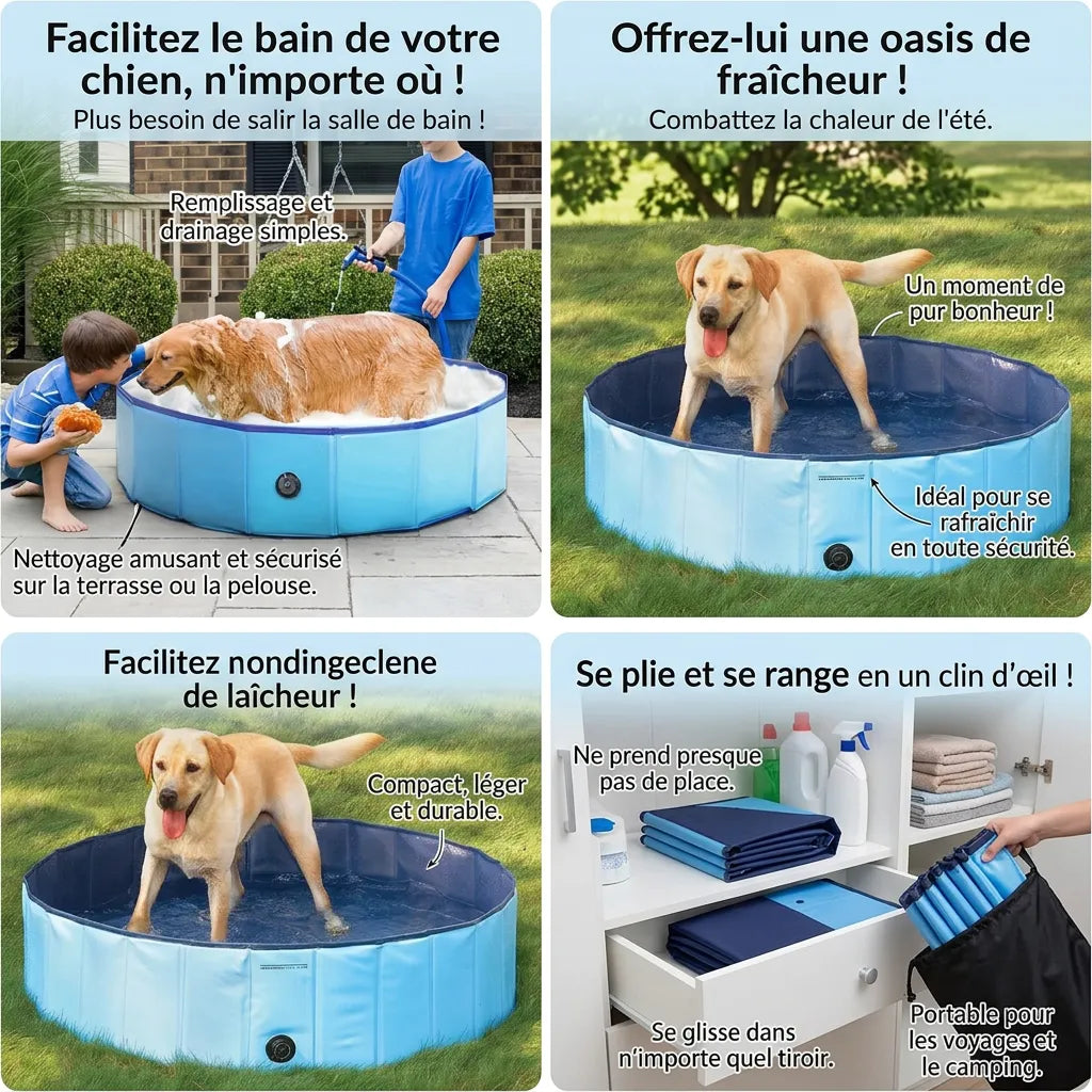 Piscine pour Chien AquaPaws | Piscine pliable grande capacité antidérapante