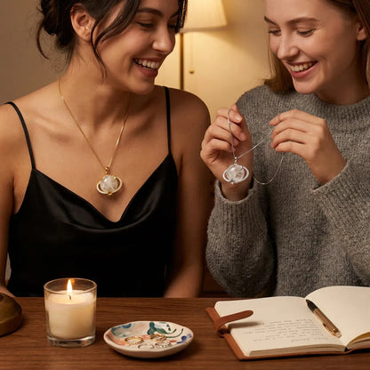 Collier Cosmos Lunaire | Collier femme pierre de lune, motif étoile et lune, argent 925