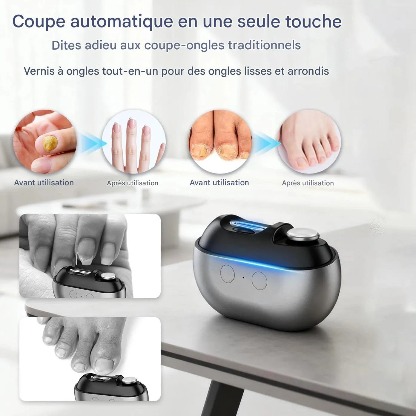 Coupe Ongle Electrique Orthopédique Inox pour Ongles Épais Gris