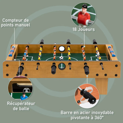 Table de Baby-Foot HOMCOM | Baby-foot de table compact 69 cm pour enfants dès 6 ans