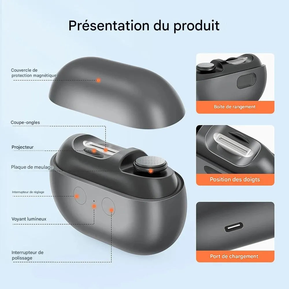 Coupe Ongle Electrique Orthopédique Inox pour Ongles Épais Gris