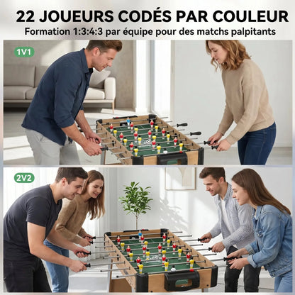 Table de Baby-Foot SPORTNOW | Baby-foot compact 109 cm à marqueurs manuels et barres inox