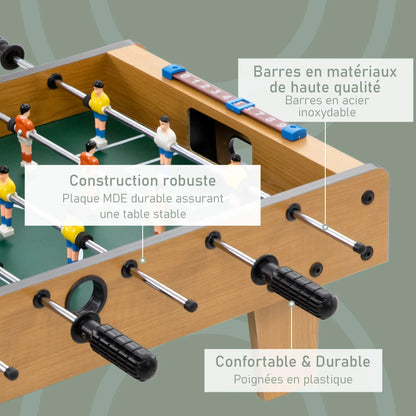 Table de Baby-Foot HOMCOM | Baby-foot de table compact 69 cm pour enfants dès 6 ans