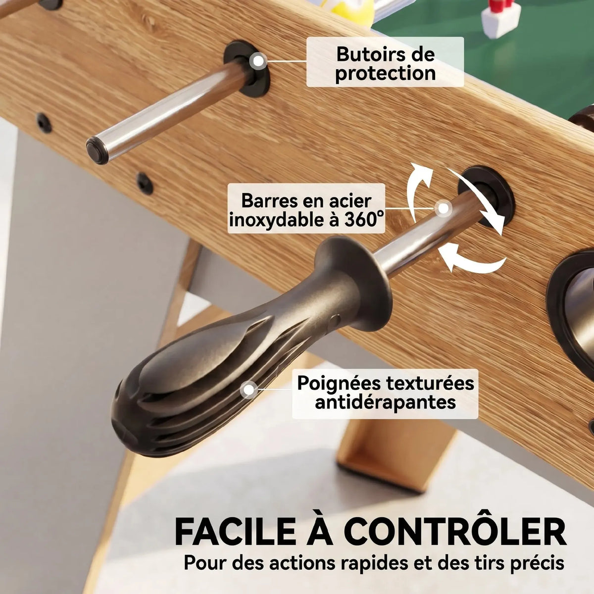 Table de Baby-Foot SPORTNOW | Baby-foot compact 109 cm à marqueurs manuels et barres inox