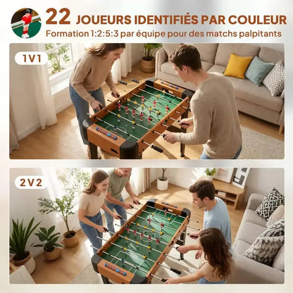 Table de Baby-Foot Kickara | Baby-foot compact 92 cm à marqueurs manuels et poignées antidérapantes