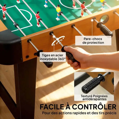 Table de Baby-Foot Kickara | Baby-foot compact 92 cm à marqueurs manuels et poignées antidérapantes