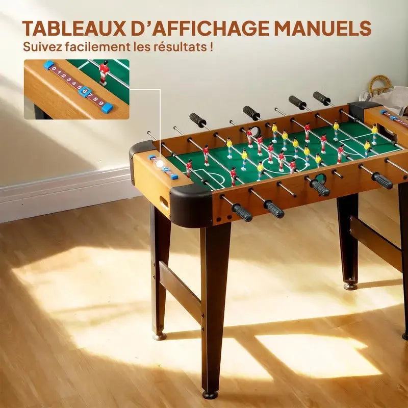 Table de Baby-Foot Kickara | Baby-foot compact 92 cm à marqueurs manuels et poignées antidérapantes