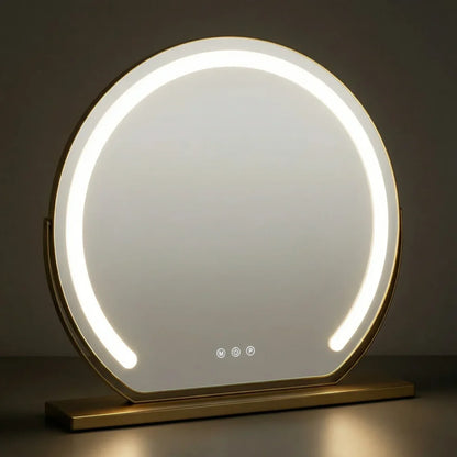 LUMINAPRO™ Éclat Doré | Élégant Miroir Maquillage LED pour les coiffeuses