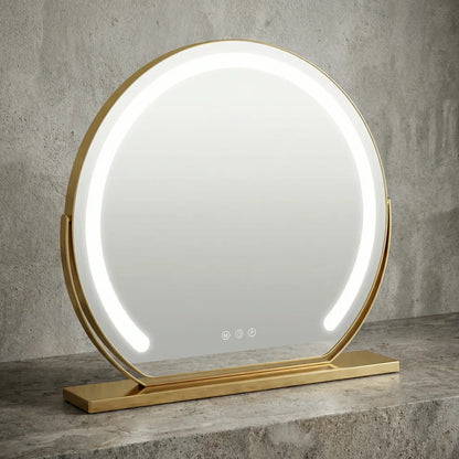 LUMINAPRO™ Éclat Doré | Élégant Miroir Maquillage LED pour les coiffeuses
