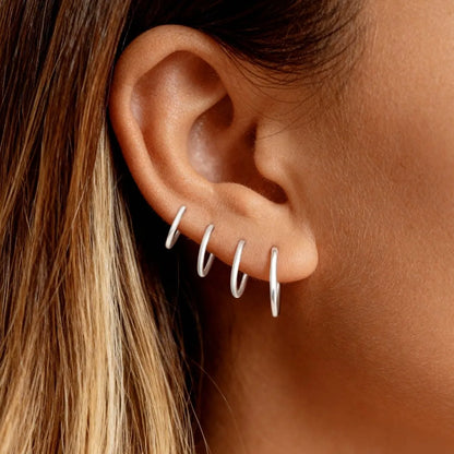 Boucles d'Oreilles Simple Hoops | Créoles en argent sterling S925 pour femme