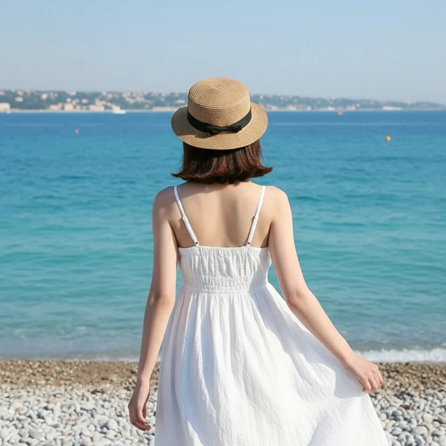Charme Estival – Chapeau paille femme à bord large avec nœud