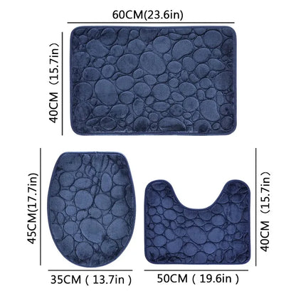 Ensemble Tapis de Salle de Bain Moelly | Set 3 pièces en microfibre, absorbant et antidérapant
