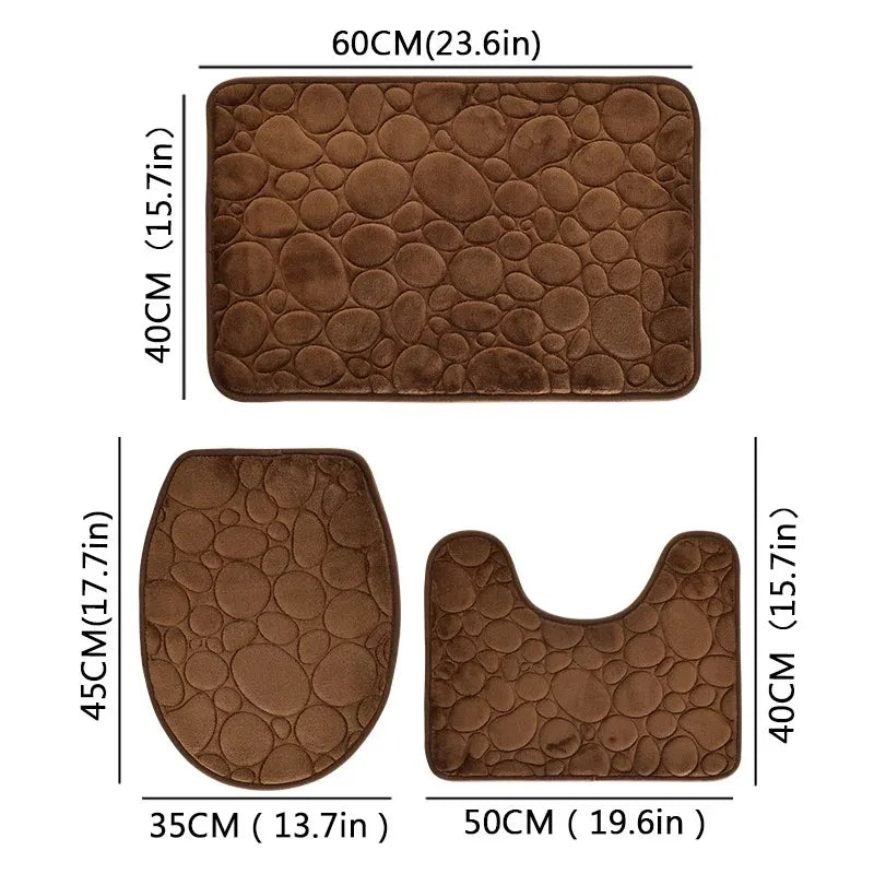 Ensemble Tapis de Salle de Bain Moelly | Set 3 pièces en microfibre, absorbant et antidérapant