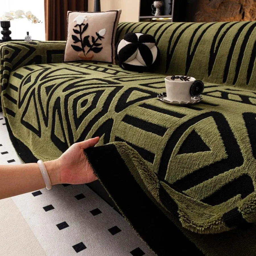 Housse de Canapé Bohéa | Jeté bohème tissé à motif géométrique